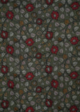 Olive Green & Red Kalamkari Digital Printed Pure Muslin Fabric