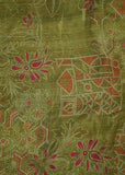 Mehndi Green Bandhani Floral Printed Pure Chinon Fabric