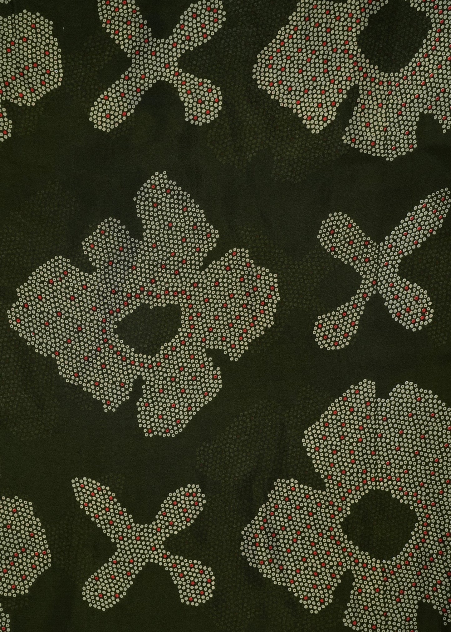 Dark Olive Green Color Floral Printed Pure Chinon Fabric