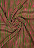 Green Stripes Digital Printed Pure Natural Crepe Fabric (Width 44 Inches)