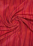 Red Stripes Digital Printed Pure Natural Crepe Fabric (Width 44 Inches)