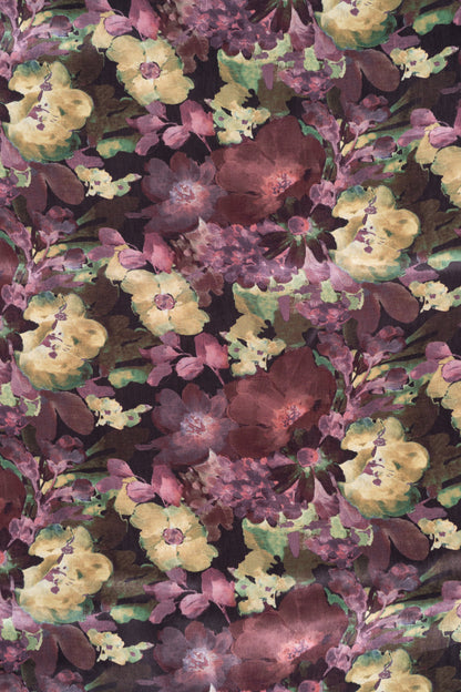 Pastel Bloom Fusion Floral Printed Pure Natural Crepe Fabric (Width 44 Inches)