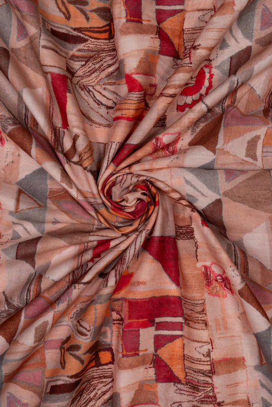 Rustic Geometric Tapestry Printed Pure Cotton Fabric (Width 44 Inches)