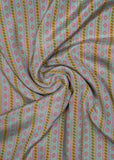 Teal & Multicolor Stripes Pure Natural Crepe Printed Fabric (Width 44 Inches)