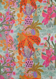 Orange & Multicolor Vintage Floral Pure Natural Crepe Printed Fabric (Width 44 Inches)