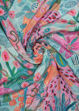 Multicolor Abstract Digital Printed Pure Natural Crepe Fabric (Width 44 Inches)