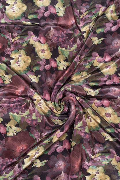 Pastel Bloom Fusion Floral Printed Pure Natural Crepe Fabric (Width 44 Inches)