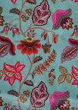 Teal Color Egyptian Floral Digital Printed Pure Natural Crepe Fabric (Width 44 Inches)