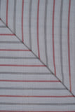 Red & Grey Stripes Pure Soft Linen Shirting Fabric (Width 44 Inches)