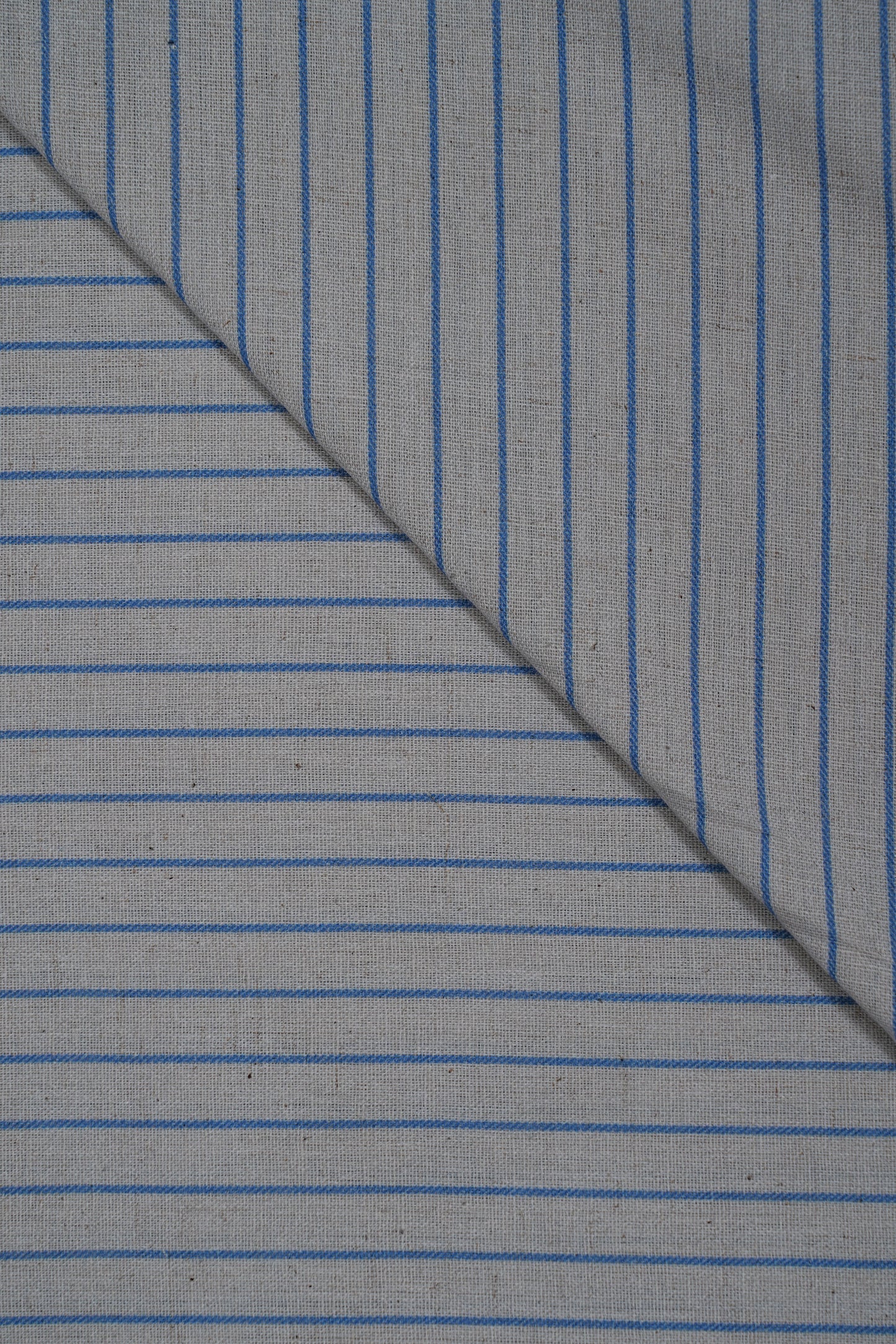Blue Stripes Pure Handloom Cotton Shirting Fabric (Width 44 Inches)