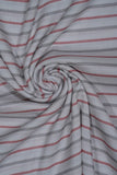 Red & Grey Stripes Pure Soft Linen Shirting Fabric (Width 44 Inches)