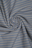 Blue Stripes Pure Handloom Cotton Shirting Fabric (Width 44 Inches)