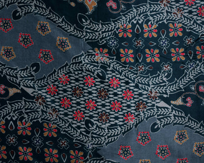 Mystic Noir Abstract & Stripes Natural Crepe Combo (Top & Bottom 2.5 Meters Each)