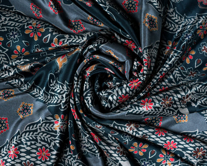 Mystic Noir Abstract & Stripes Natural Crepe Combo (Top & Bottom 2.5 Meters Each)