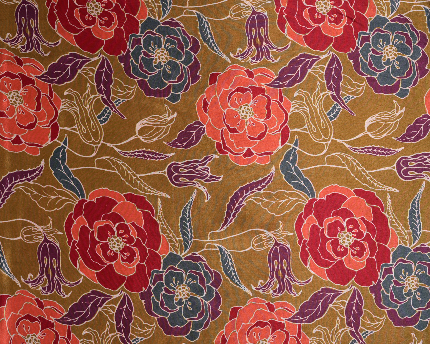 Midnight & Mustard Bloom Story Pure Natural Crepe Combo (2 Qty & Length : 2.5 Meters Each)