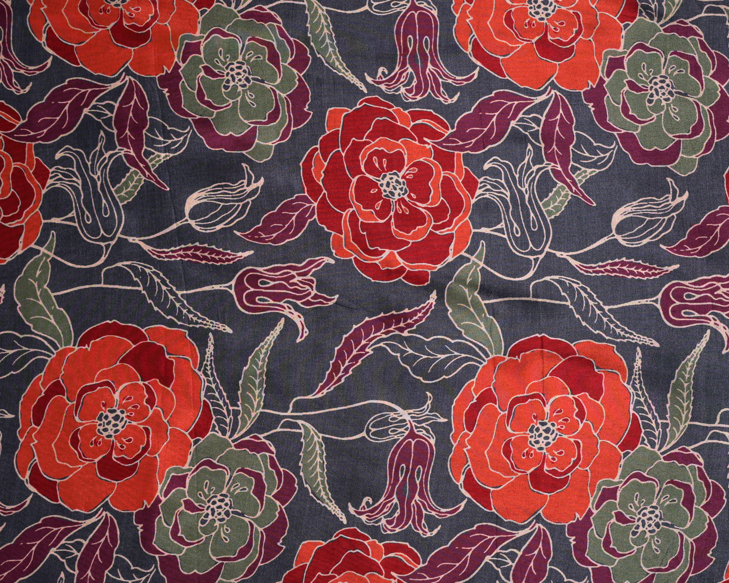 Midnight & Mustard Bloom Story Pure Natural Crepe Combo (2 Qty & Length : 2.5 Meters Each)