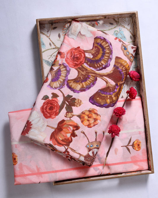 Premium Handpicked Printed Cotton Fabric Set (Top & Bottom: 2.5 Meters Each)