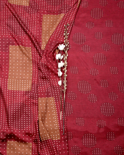Artisan Heritage Print Muslin Top Bottom Set  (Top & Bottom 2.5 Meters Each)