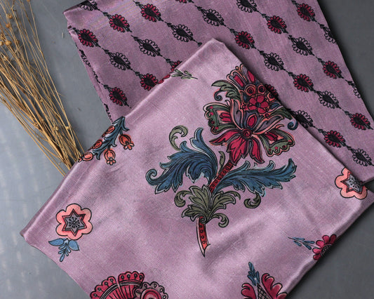 Ornament Floral & Geomatric Harmony Natural Crepe Combo Set ( Top & Bottom 2.5 Meters Each)