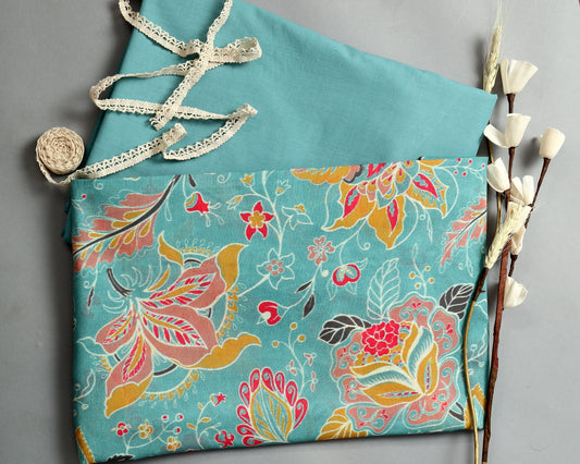 Timeless Mul Cotton Printed  Combo( Top & Bottom 2.5 Meters Each)