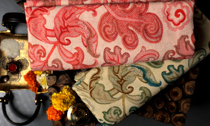 Elegance in Every Thread Handwoven Floral Print with Traditional Ritual Accents Combo Set (2 Qty & Length : 2.5 Meters Each)