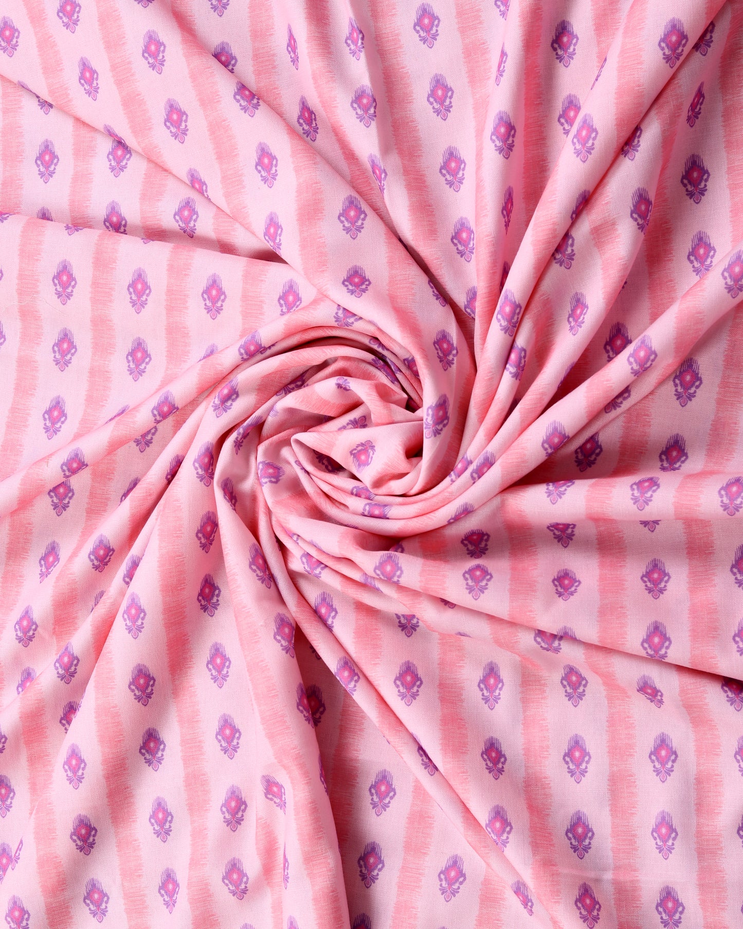 Pink Ikkat Stripes Magic Slub Printed Combo Set (Top & Bottom 2.5 Meters Each)