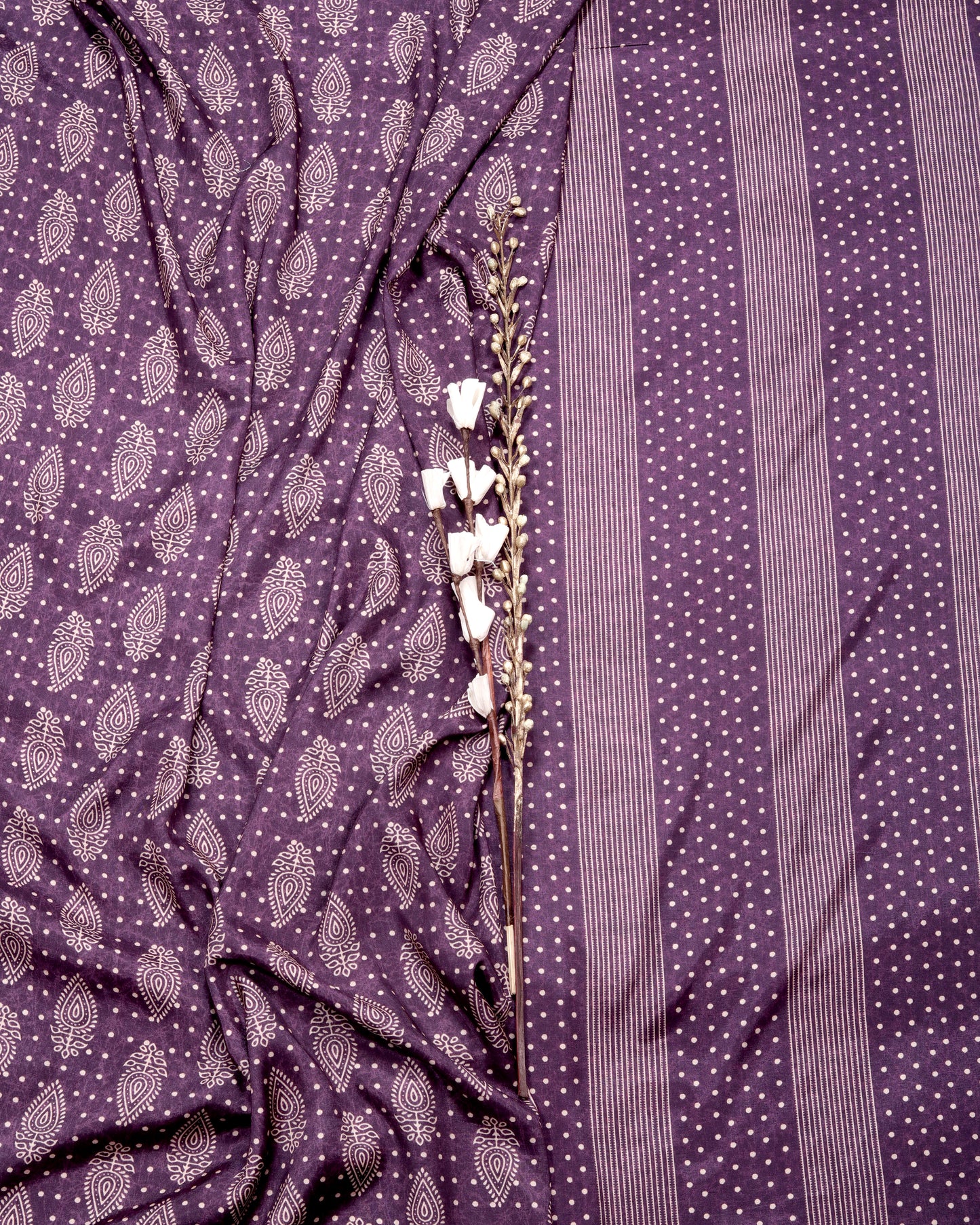 Artisan Heritage Print Muslin Top Bottom Set  (Top & Bottom 2.5 Meters Each)