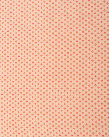 Peach Floral & Motif Linen Slub Printed Combo Set (Top & Bottom 2.5 Meters Each)