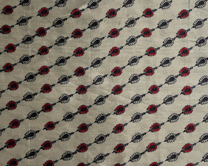 Gulrang Elegance Beige Bloom & Haritage Motifs Natural Crepe Combo Set ( Top & Bottom 2.5 Meters Each)