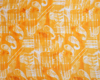 Yellow Fiery Shibori Fusion Pure Natural Crepe Combo Set (Top & Bottom 2.5 Meters Each)