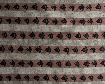 Rose Dust Botanical Charm With Soft Stripes Natural Crepe Combo Set ( Top & Bottom 2.5 Meters Each)