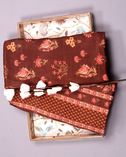 Artisan Heritage Print Muslin Top Bottom Set  (Top & Bottom 2.5 Meters Each)