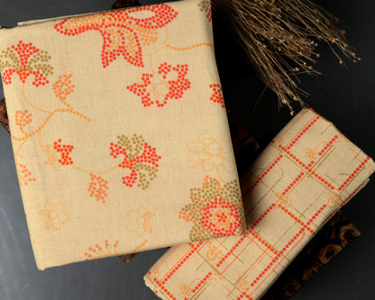 Pastel Patang Handloom Cotton Combo Set (Top & Bottom 2.5 Meters Each)