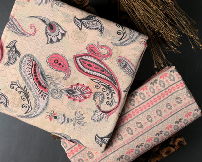 Timeless Tales In thread Handloom Cotton Combo Set (Top & Bottom 2.5 Meters Each)