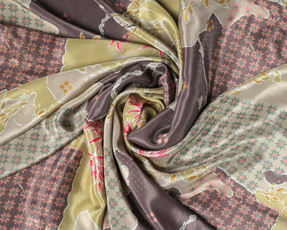 Subtle Earth Tones With Artistic Flair Natural Crepe Combo Set ( Top & Bottom 2.5 Meters Each)