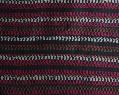 Red & Black Artistic Paisley And Contrast Stripes Natural Crepe Combo Set ( Top & Bottom 2.5 Meters Each)