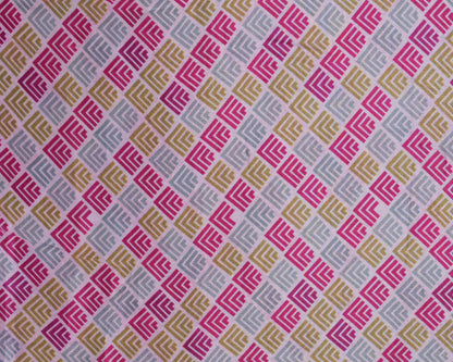 Artistic Floral Top With Pink Prism Bottom Natural Crepe Combo Set ( Top & Bottom 2.5 Meters Each)