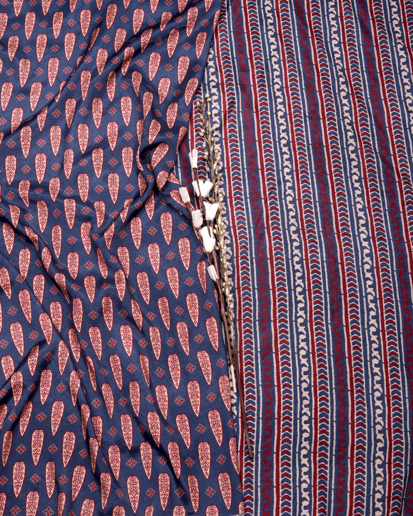 Artisan Heritage Print Muslin Top Bottom Set  (Top & Bottom 2.5 Meters Each)
