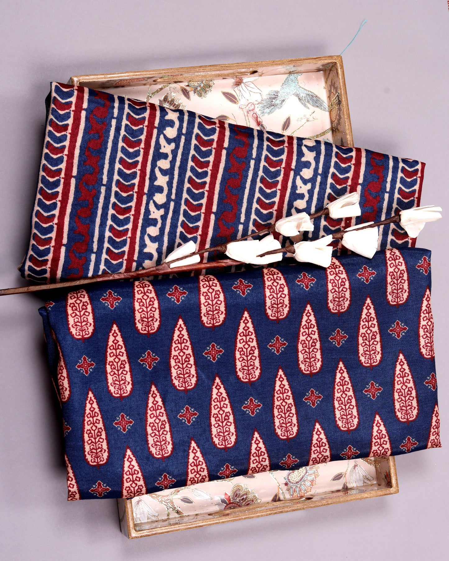 Artisan Heritage Print Muslin Top Bottom Set  (Top & Bottom 2.5 Meters Each)