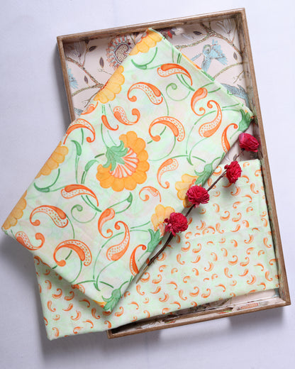 Premium Handpicked Printed Cotton Fabric Set (Top & Bottom: 2.5 Meters Each)