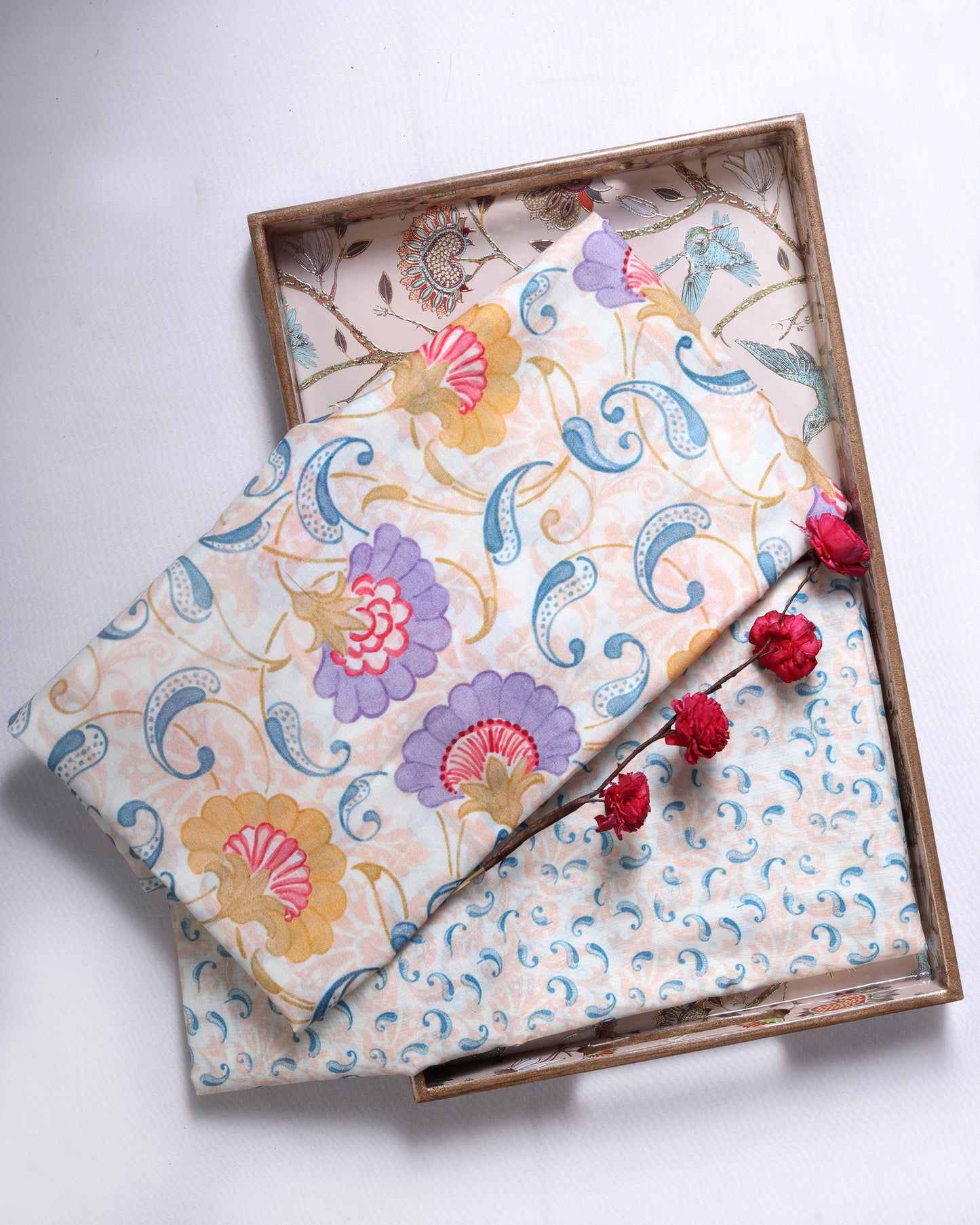 Premium Handpicked Printed Cotton Fabric Set (Top & Bottom: 2.5 Meters Each)