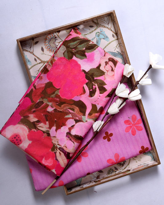 Premium Handpicked Printed Cotton Fabric Set (Top & Bottom: 2.5 Meters Each)