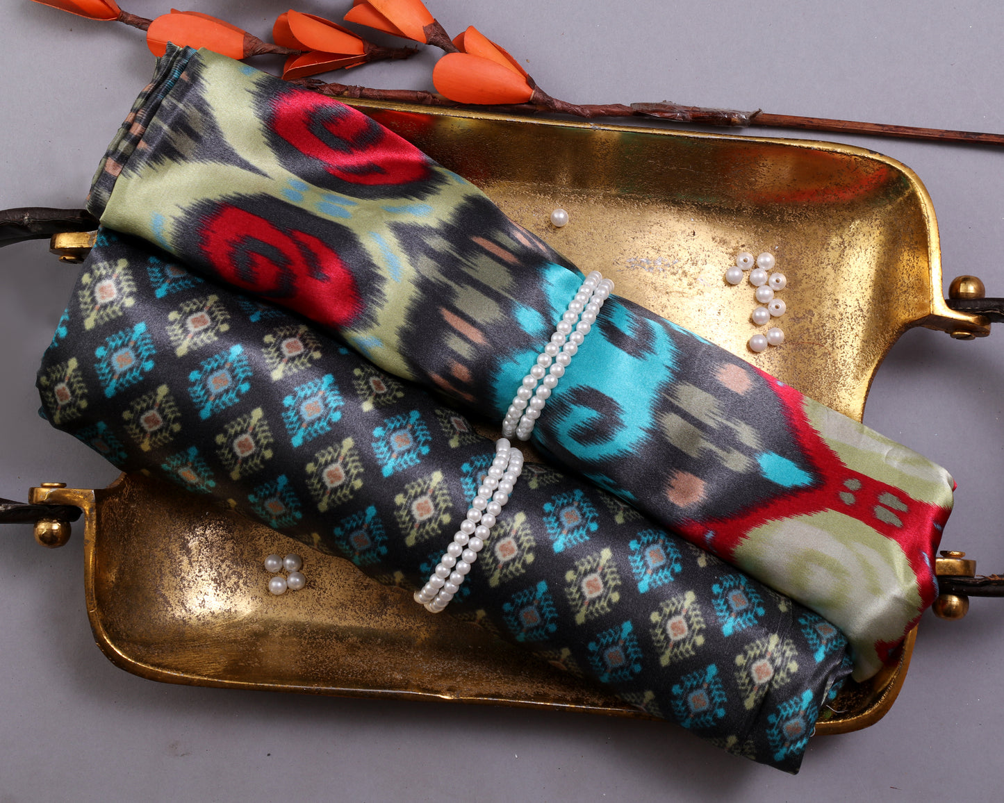 Ikkat Gajji Silk Combo Set ( Top & Bottom 2.5 Meters Each)