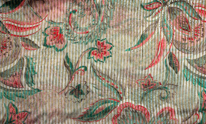 Floral Harmony Elegance in Pastel Hues Tabby Stripes Combo Set (2 Qty & Length : 2.5 Meters Each)