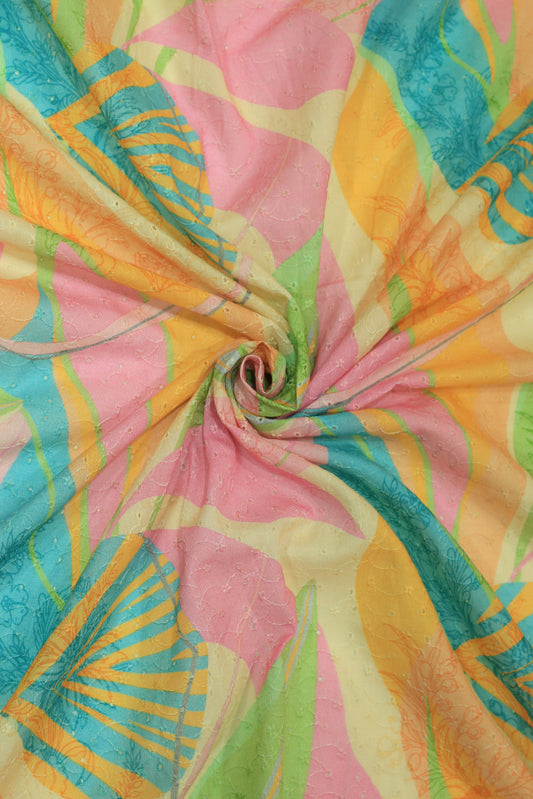 Pure Cotton Schiffli Printed Fabric