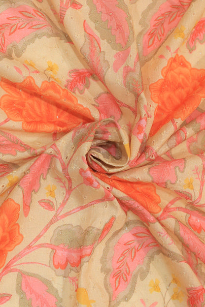 Pure Cotton Schiffli Printed Fabric