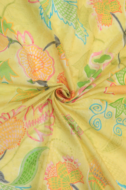 Pure Cotton Schiffli Printed Fabric