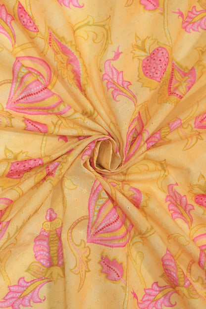 Pure Cotton Schiffli Printed Fabric