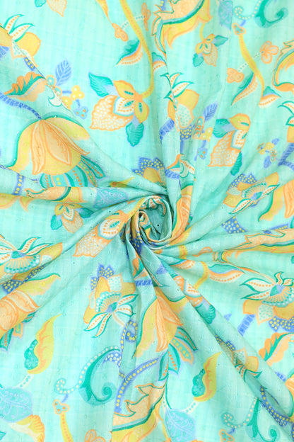 Pure Cotton Schiffli Printed Fabric