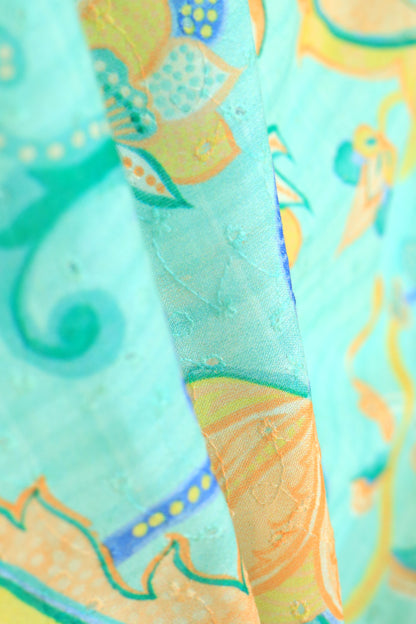 Pure Cotton Schiffli Printed Fabric